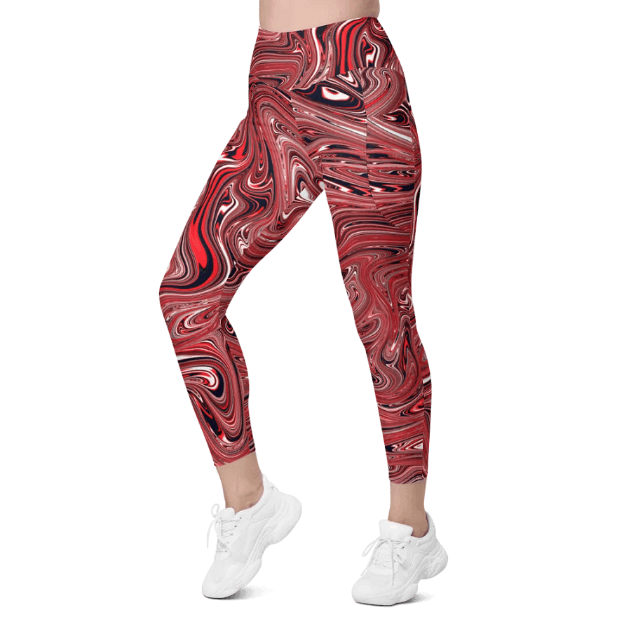 Leggings with Pockets - Brown, Black and White Fluid Swirls product image (3)