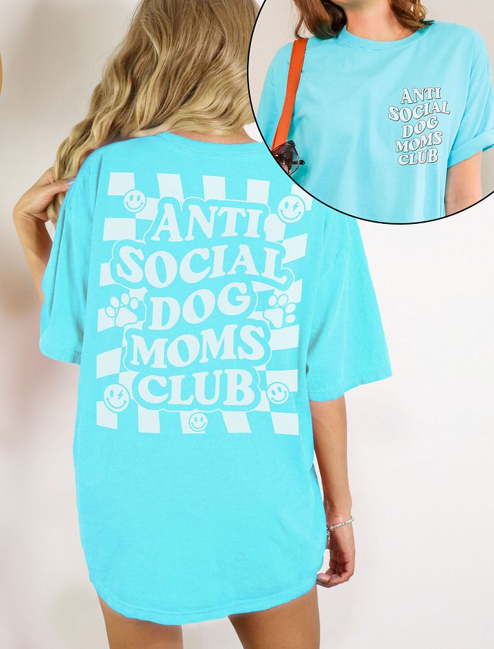 Anti Social Dog Moms Club Retro T-Shirt | Funny Introvert Checkered T-Shirt for Dog Moms product image (6)