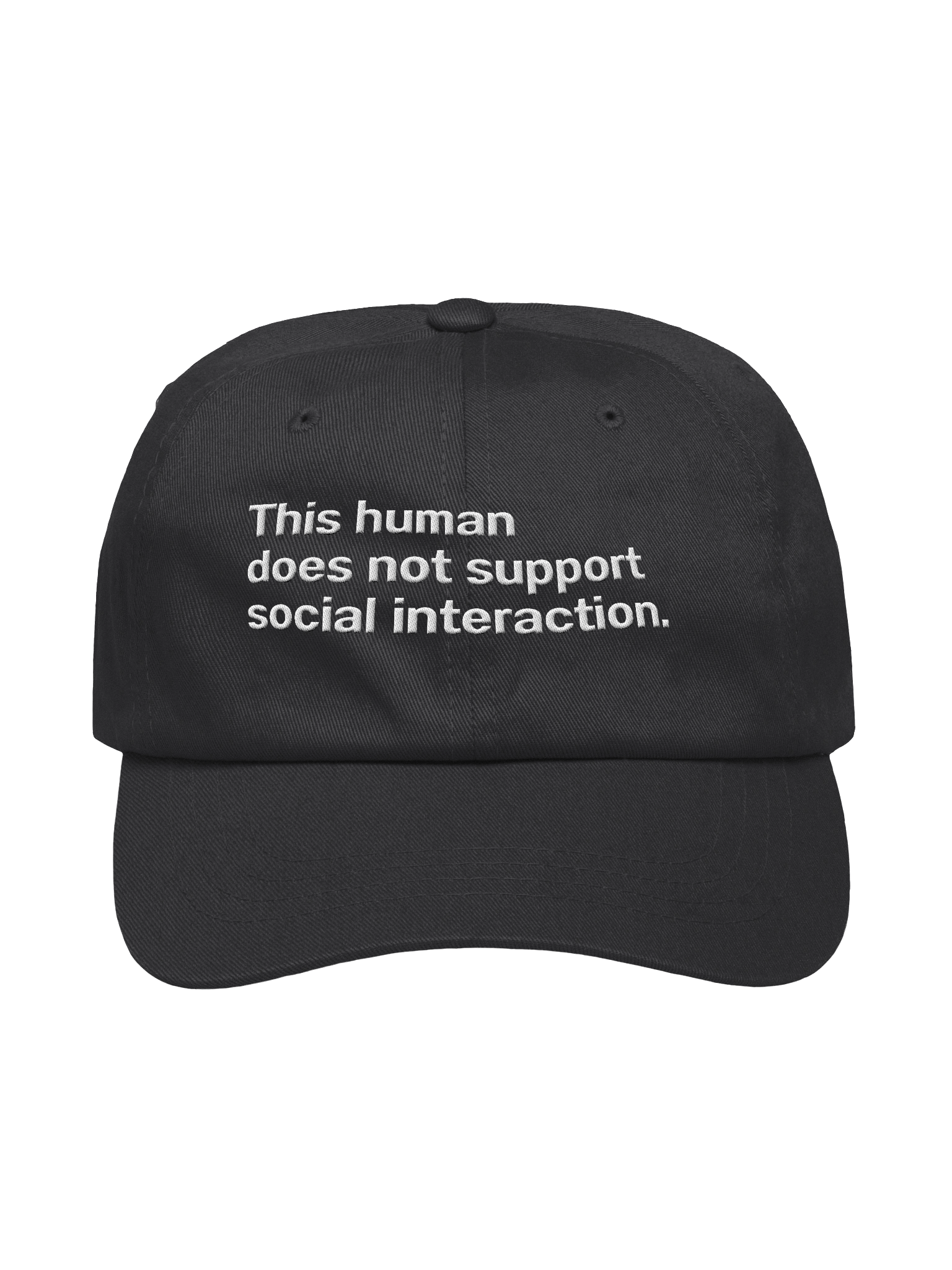 This human does not support social interaction. Embroidered Hat product image (1)