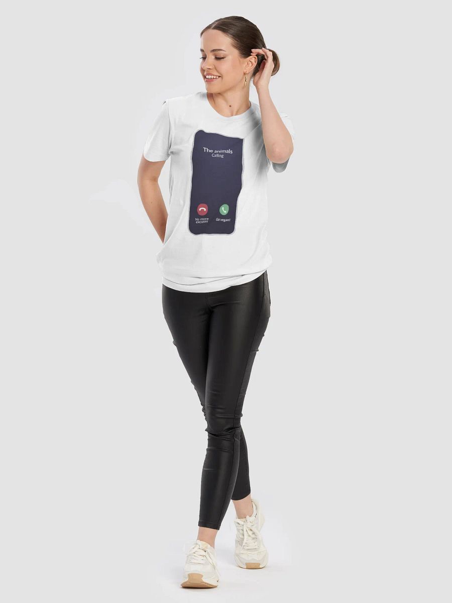 “The Animals Calling - Go Vegan” Unisex White T-Shirt product image (8)
