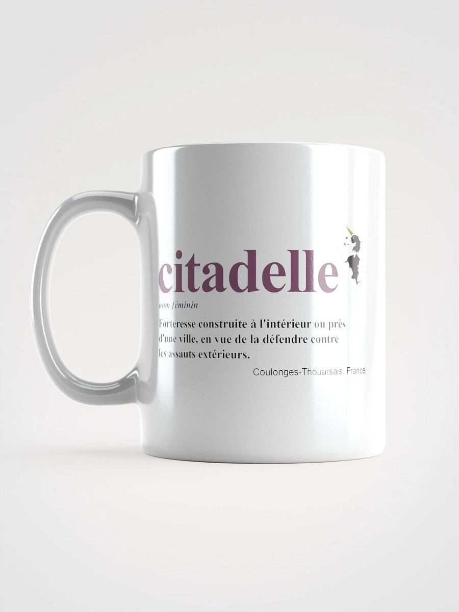 White Glossy Mug with Citadelle Definition in French product image (6)