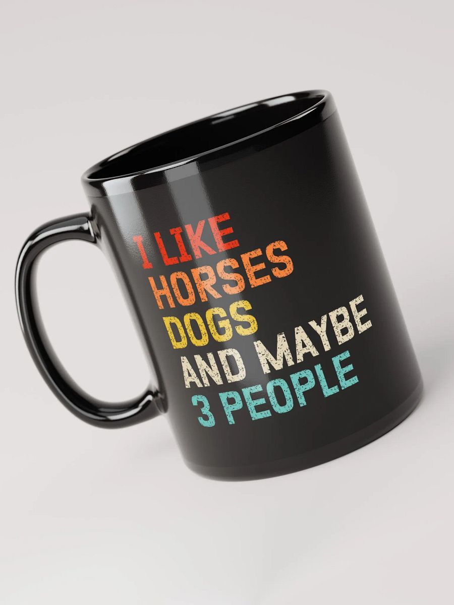 "Horses, Dogs and 3 people" black glossy mug product image (4)