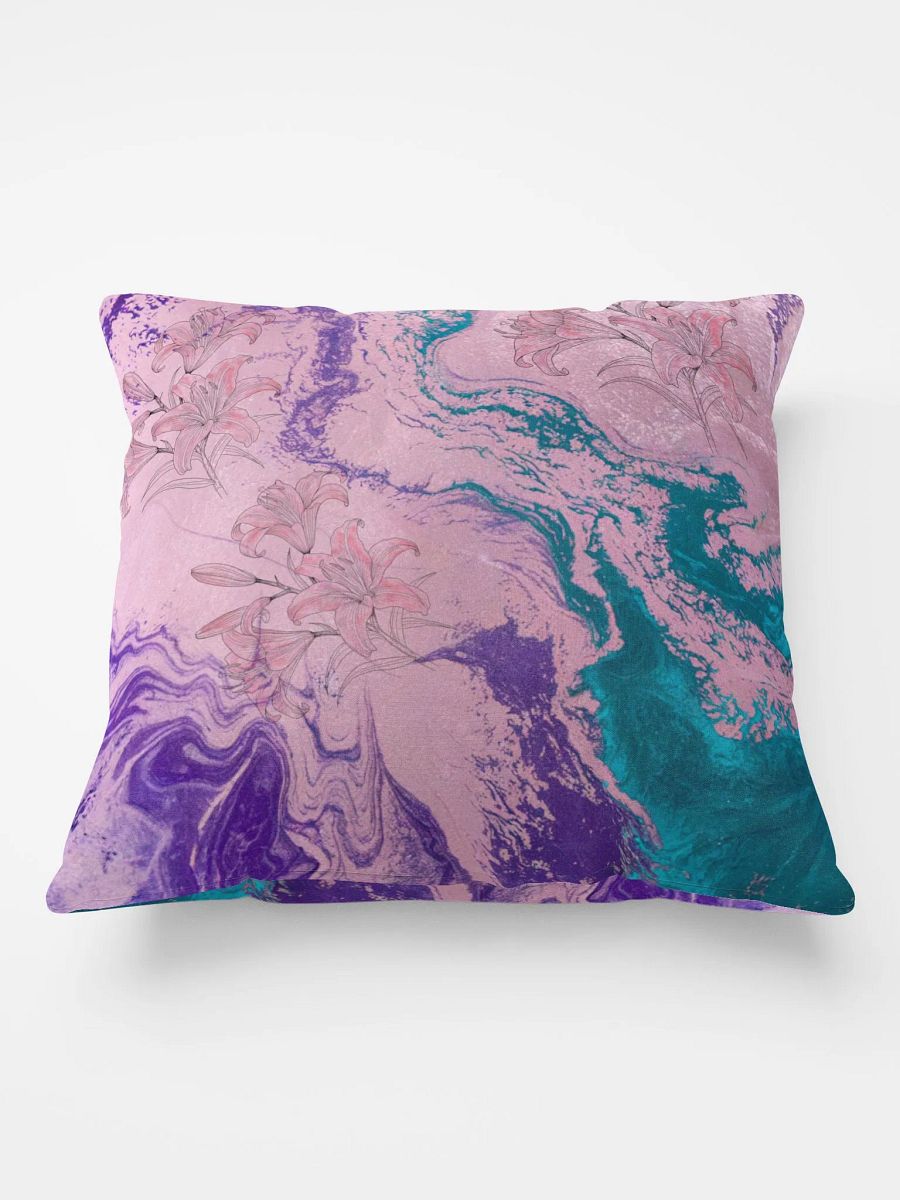 Stained Glass Throw Pillow with Lily Accents - Decorative Floral Patterned Cushion for Living Room & Bedroom product image (4)