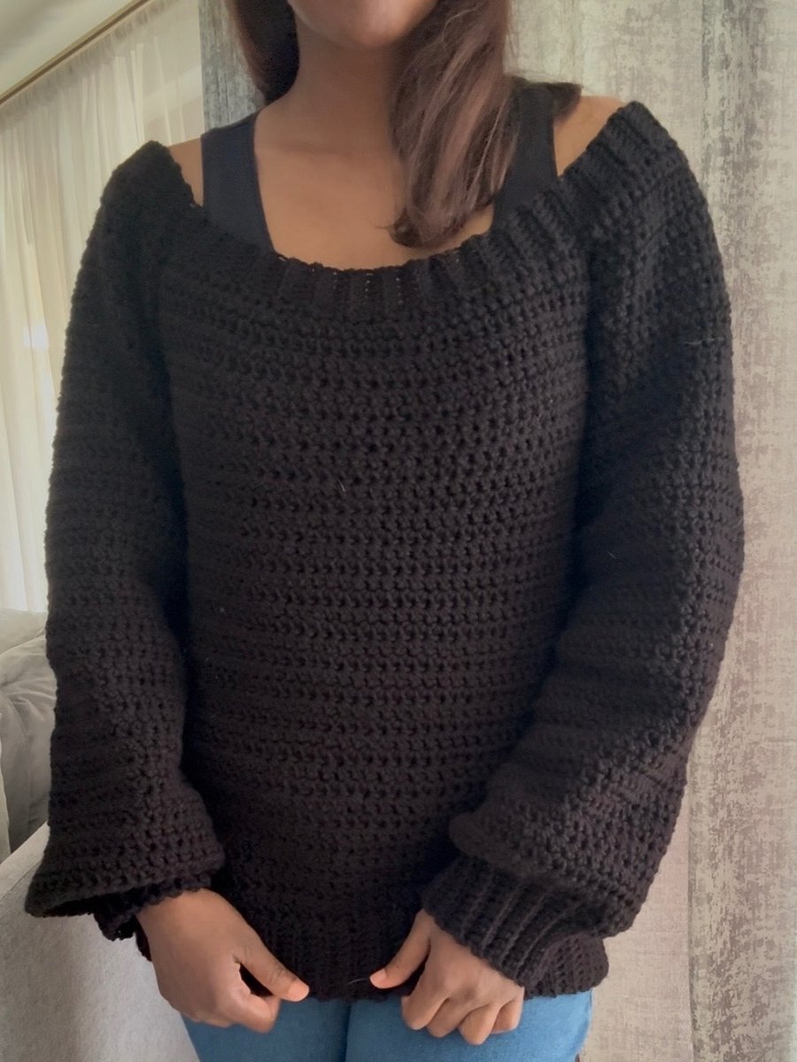 Crochet Raglan Off the Shoulder Sweater Written Pattern product image (3)