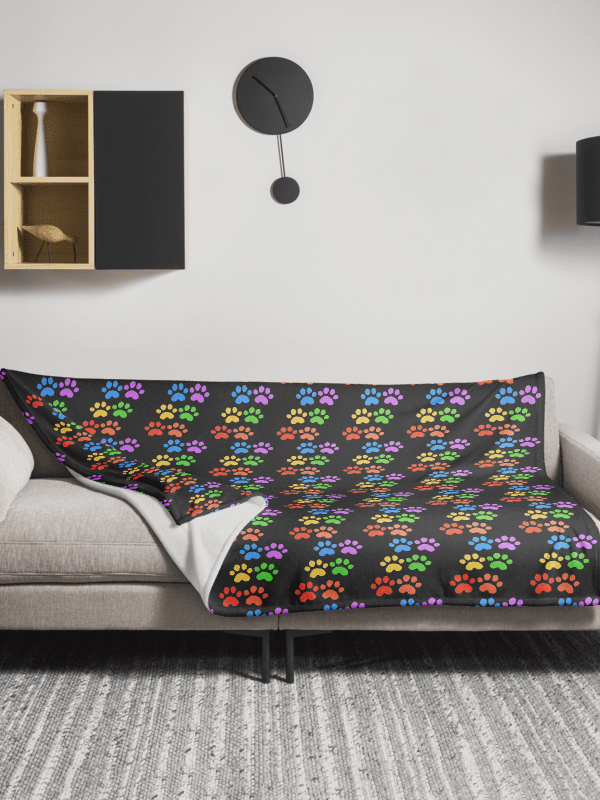 All Around Paw Prints Rainbow Throw Blanket product image (5)