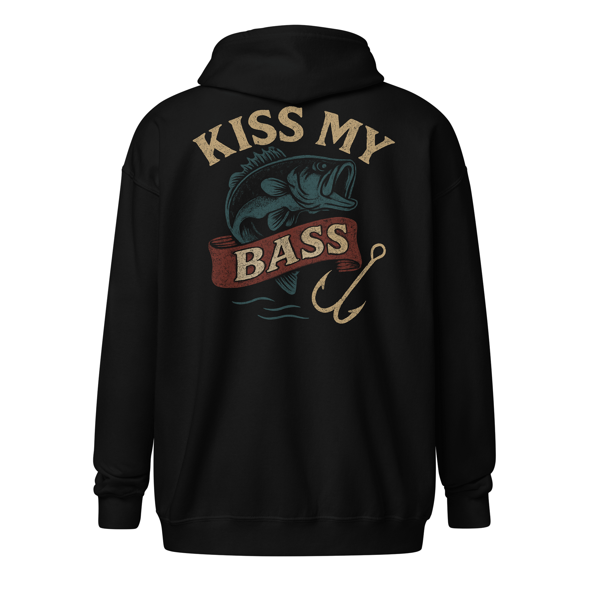 Funny Fishing Zip Hoodie – Kiss My Bass Vintage Humor product image (1)