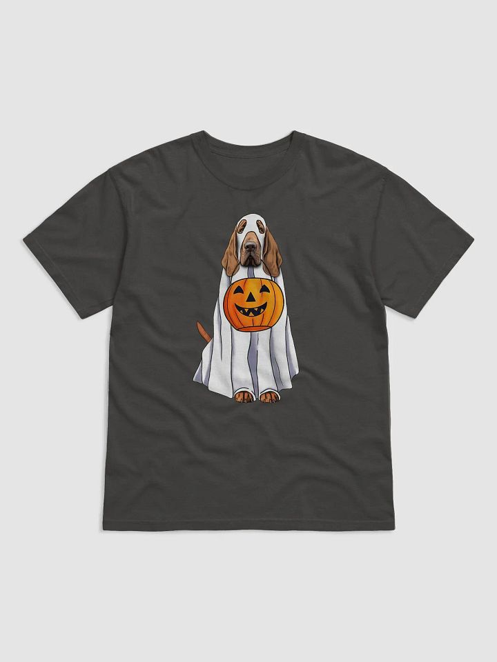 Bloodhound Halloween Tee | Funny Fall & Halloween Bloodhound Wearing a Ghost Costume with Pumpkin Basket product image (7)