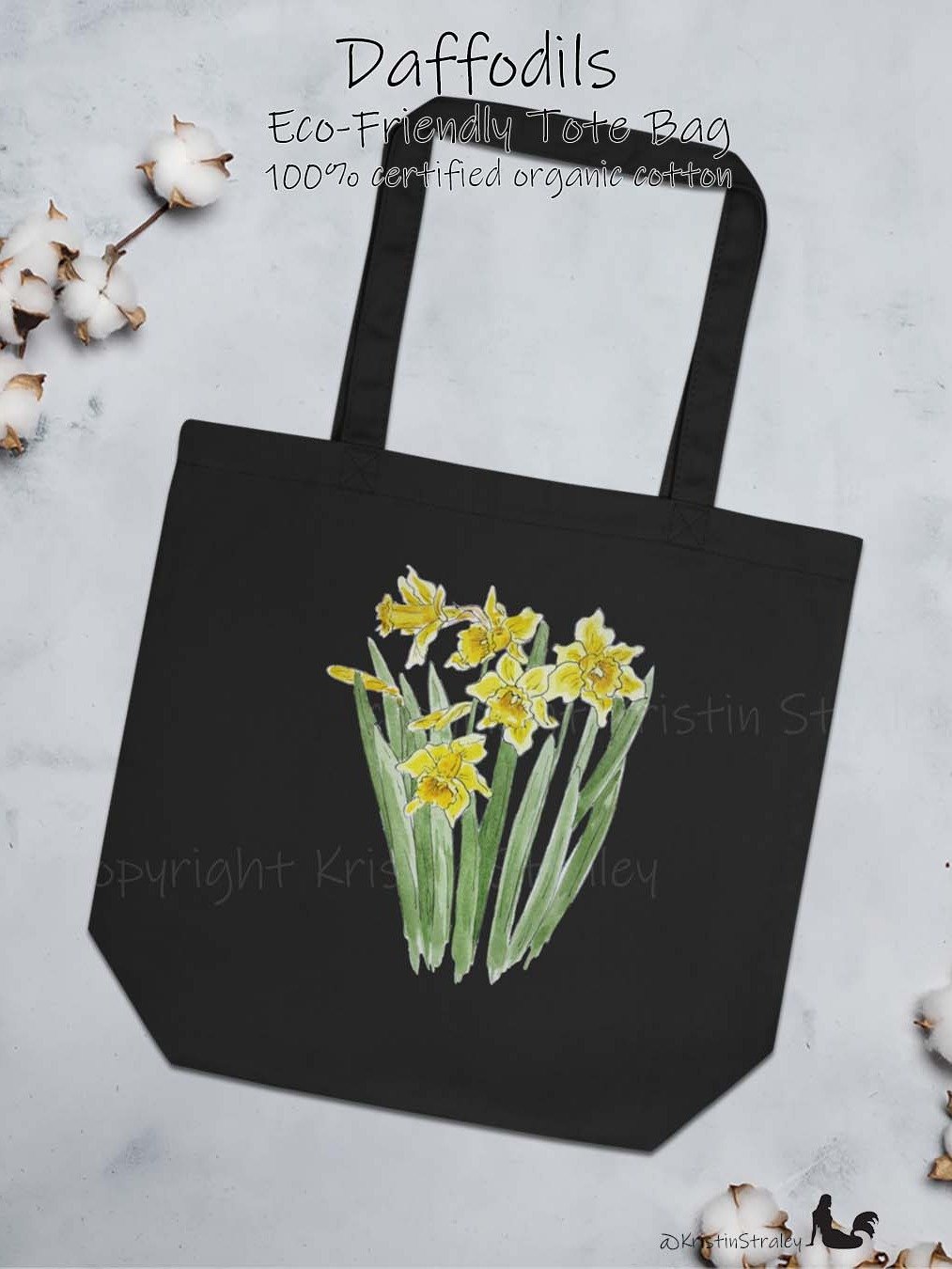 Daffodils Watercolor Art Print Eco Cotton Tote Bag product image (2)