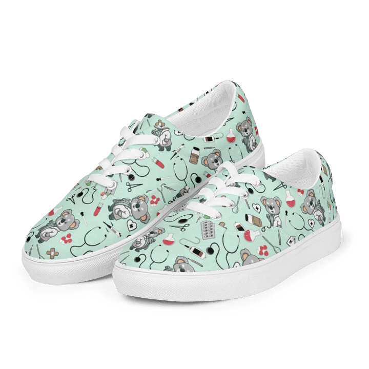 Cute Medical Koala Lace-up Canvas Shoes (Green) product image (1)