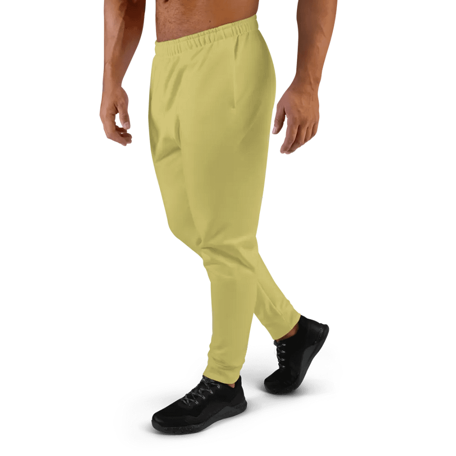 Plain Medium Yellow Light Summer Recycled Polyester Premium Men's Joggers by Treasure Pie product image (2)