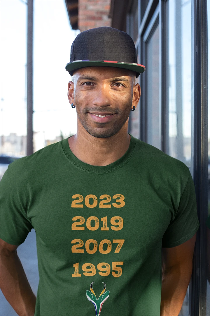 South Africa Four Time World Rugby Champs Vintage T-Shirt | Springbok Head & Flag 2023 2019 2007 1995 | Nou Gaan Ons Braai | Lekker product image (22)