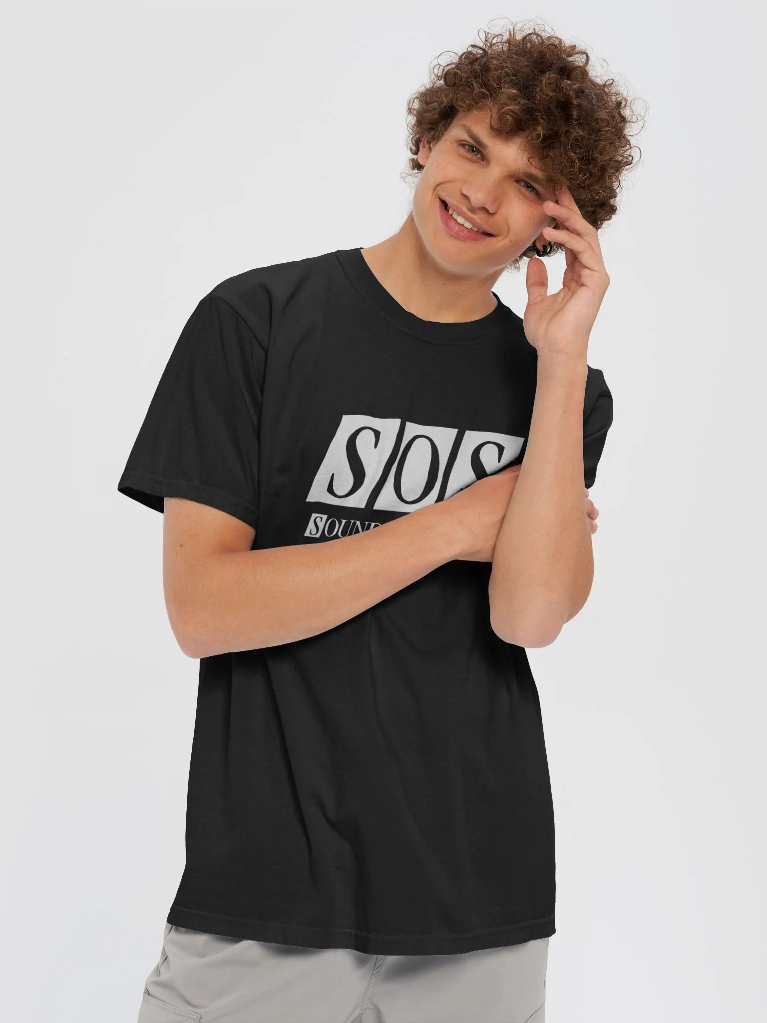 Mens Black T-Shirt - White Big SOS Logo product image (3)