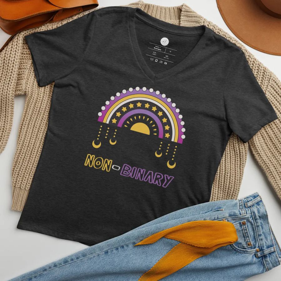 Non-Binary Rainbow V-Neck Tee product image (20)