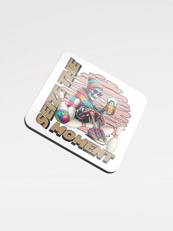 Seize The Moment Skeleton Beer Bowling Vibrant Moment Cork Coaster product image (2)