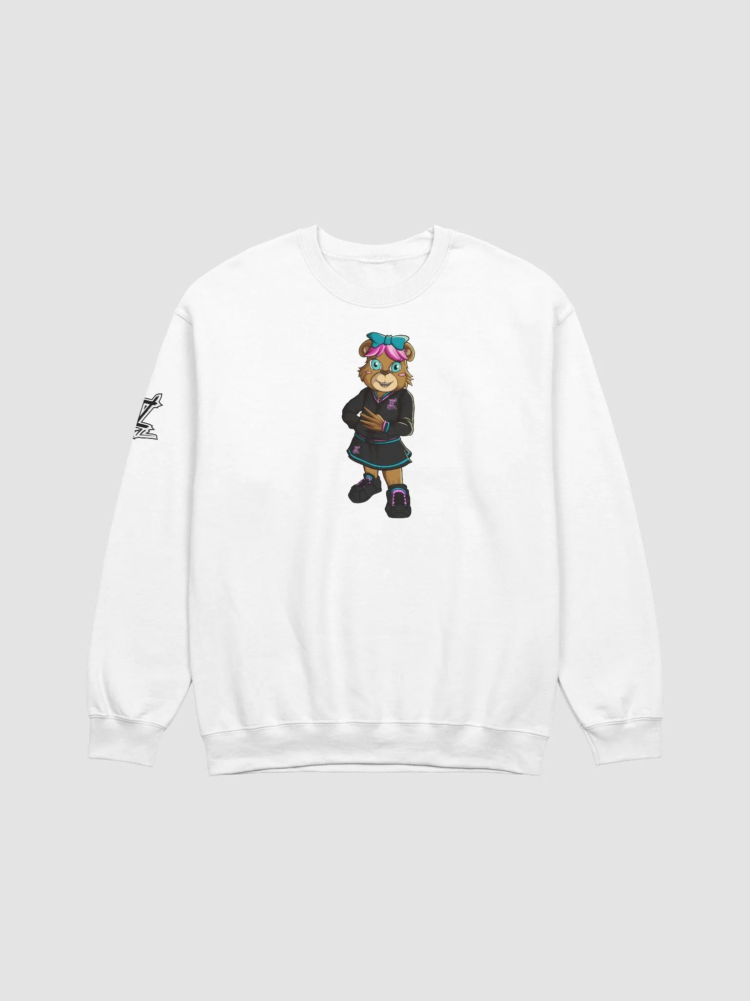 Standing Girl Bear White Crewneck Sweatshirt product image (1)