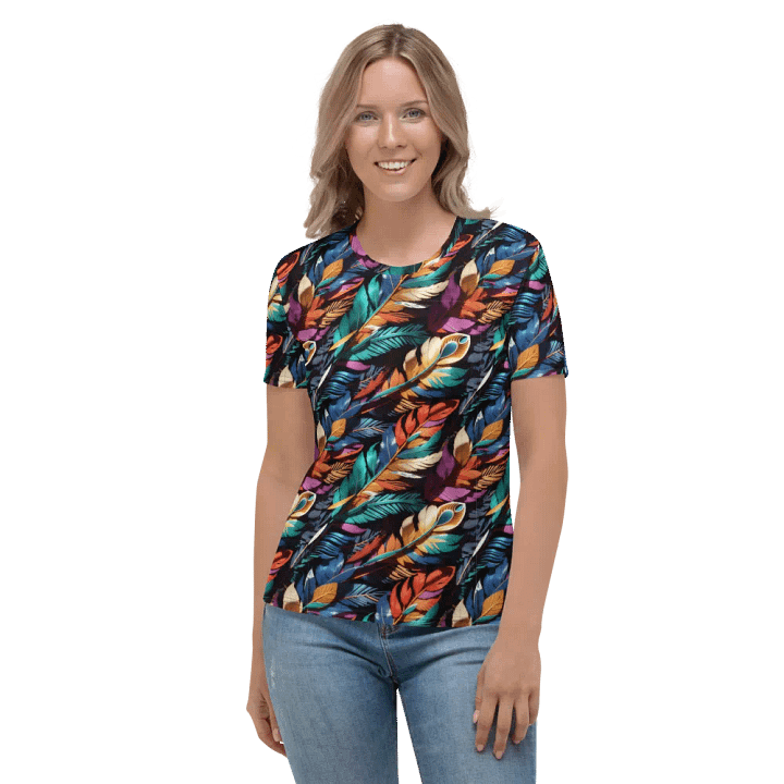 Colorful Feather Pattern All Over Print T-shirt product image (2)