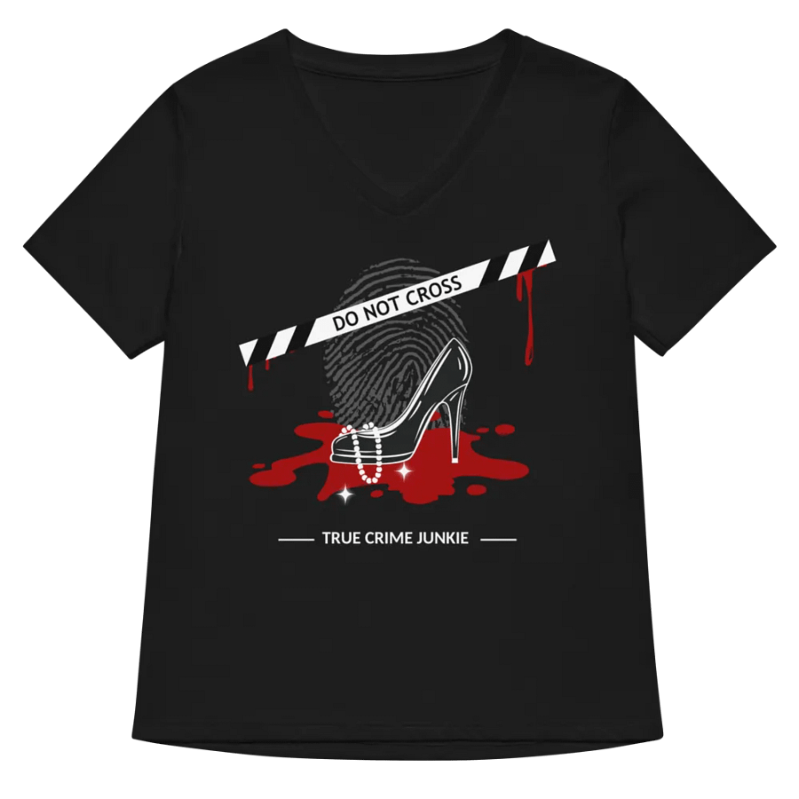 CrimeClothes Heels & Pearls Do Not Cross Relaxed V-Neck T-Shirt product image (53)