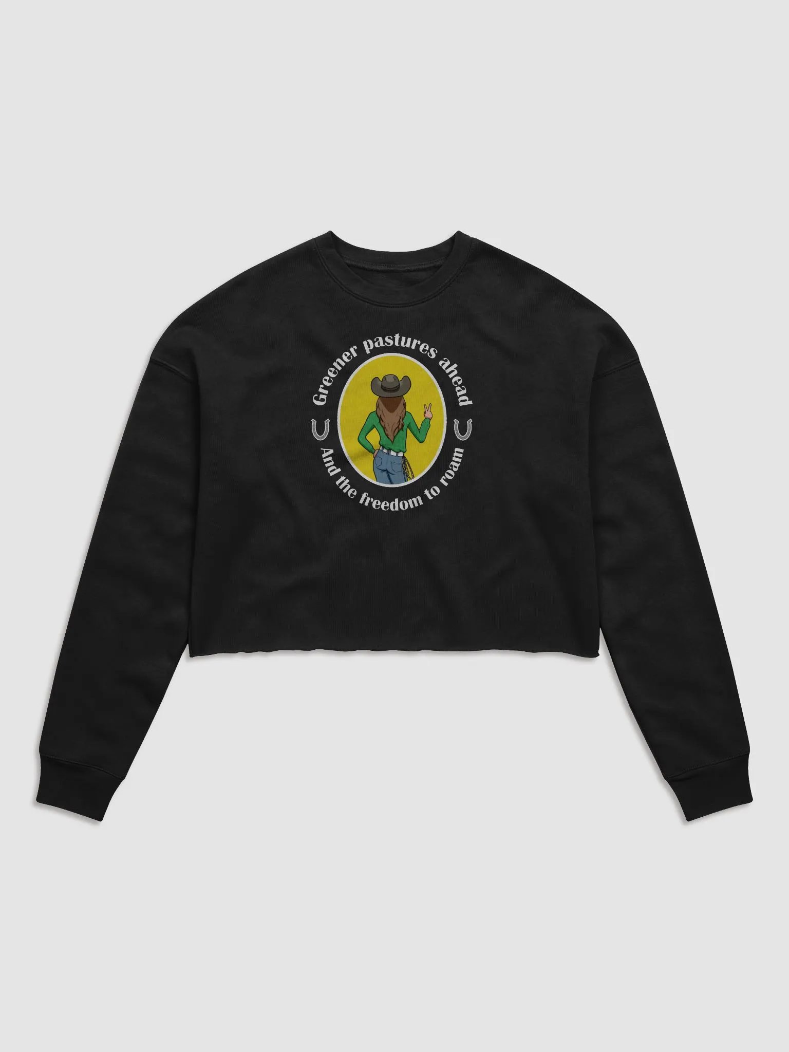 Greener Pastures Ahead - CROP sweatshirt, raw hem product image (1)