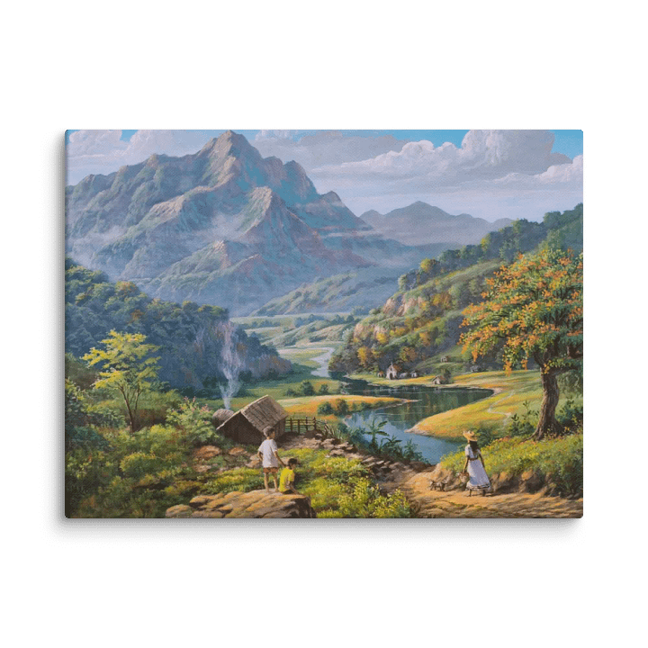 Canvas Print - Overlooking Village with a Church Painting by JMLisondra product image (7)