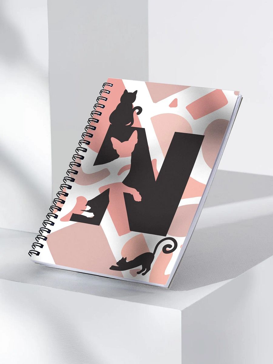 Monogram Letter N Cat Lover Geometric Pinks Notebook product image (3)