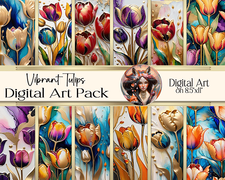 Vibrant Tulips Digital Art product image (1)