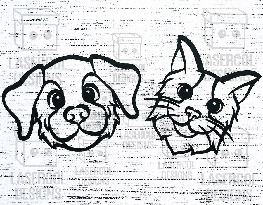 Cute Dog and Cat Wall Art - Laser Cut Files product image (9)