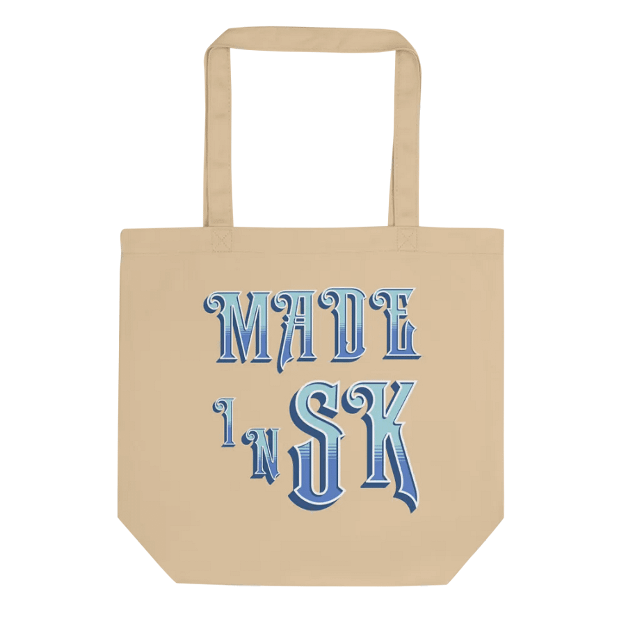 Made In SK Saskatoon Saskatchewan Blue Typography Eco Tote Bag product image (1)