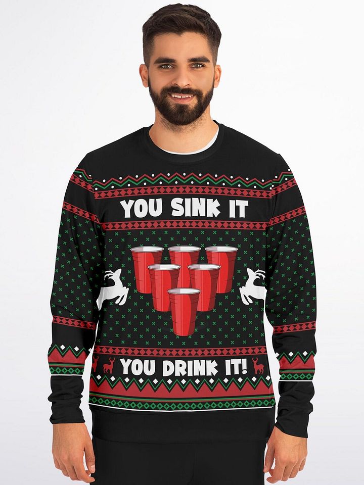 Festive Beer Pong Christmas Sweatshirt – 