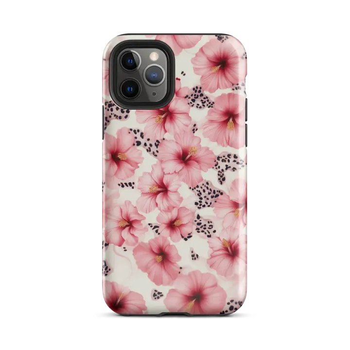 Tropical Pink Hibiscus Leopard Spots - Tough Phone Case product image (2)
