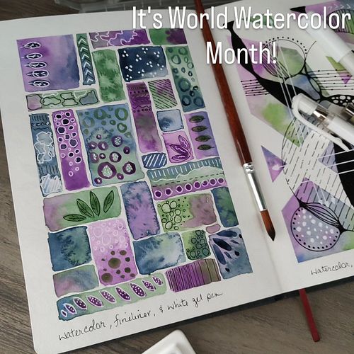 It's #WorldWatercolorMonth 🎨🖌️ Day 1 prompt is #pattern 
I made all kinds of fun patterns in watercolor and ink. 😄