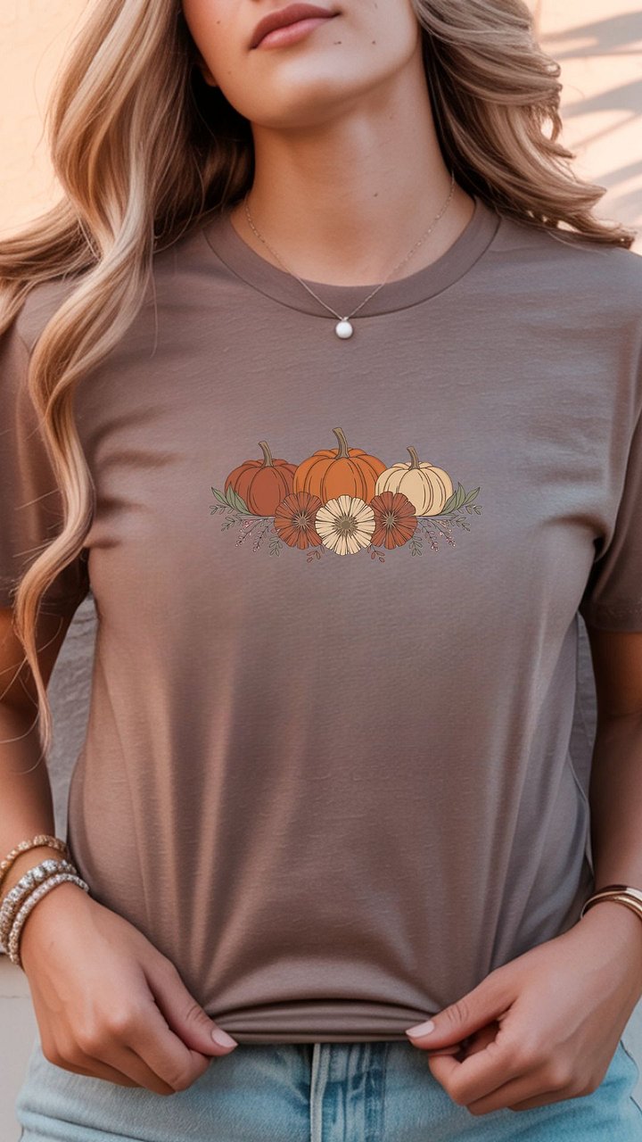Fall Pumpkins T-Shirt | Pumpkin Graphic Tee | Autumn T-Shirt | Fall Shirt | Thanksgiving Shirt product image (1)