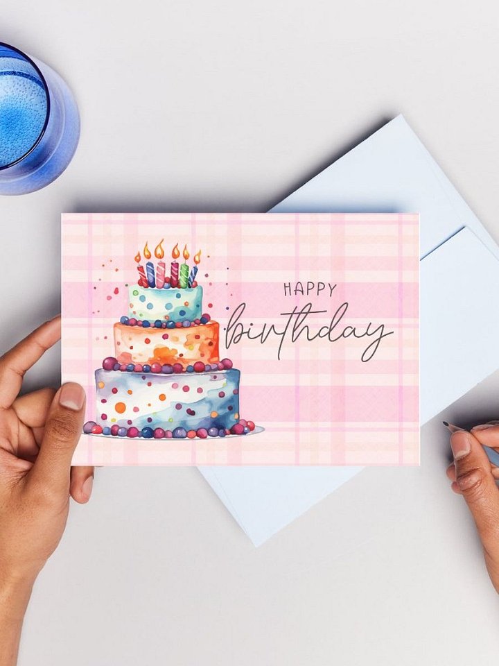 Pink Birthday Cake Greeting Card product image (1)