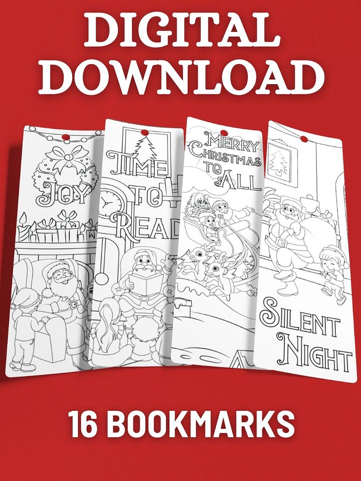 Printable Santa Claus Christmas Coloring Bookmarks for Children - 2
