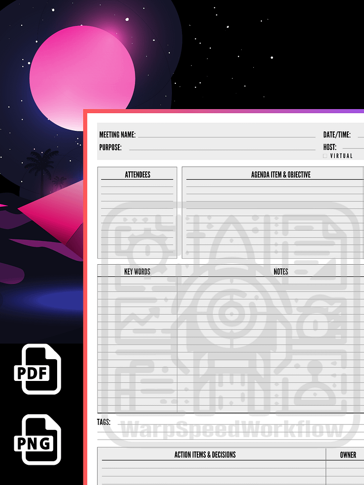 Meeting Note Capture Template - reMarkable & Supernote product image (2)