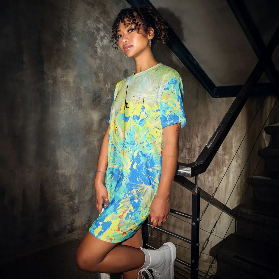 Cool Abstract Dandelion Seeds Ladies T Shirt Dress product image (12)
