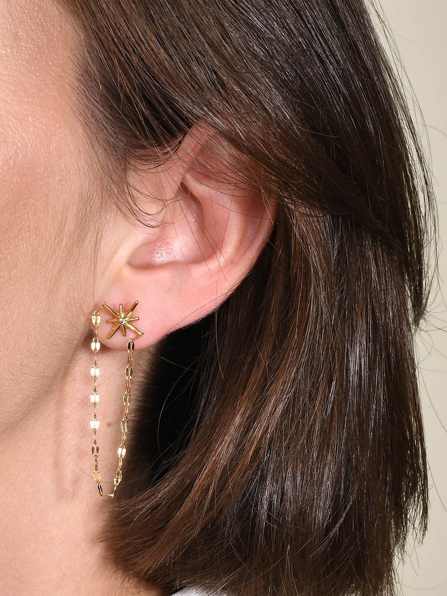 North Star Drop Chain Earrings | 18K Gold Plated product image (3)