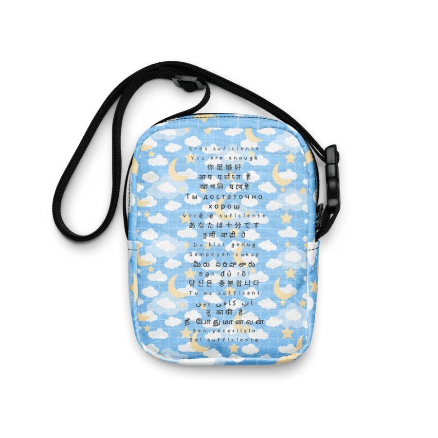 You are Enough 20 languages Blue Moon Grid Imaginary Story Cross Body Bag product image (7)
