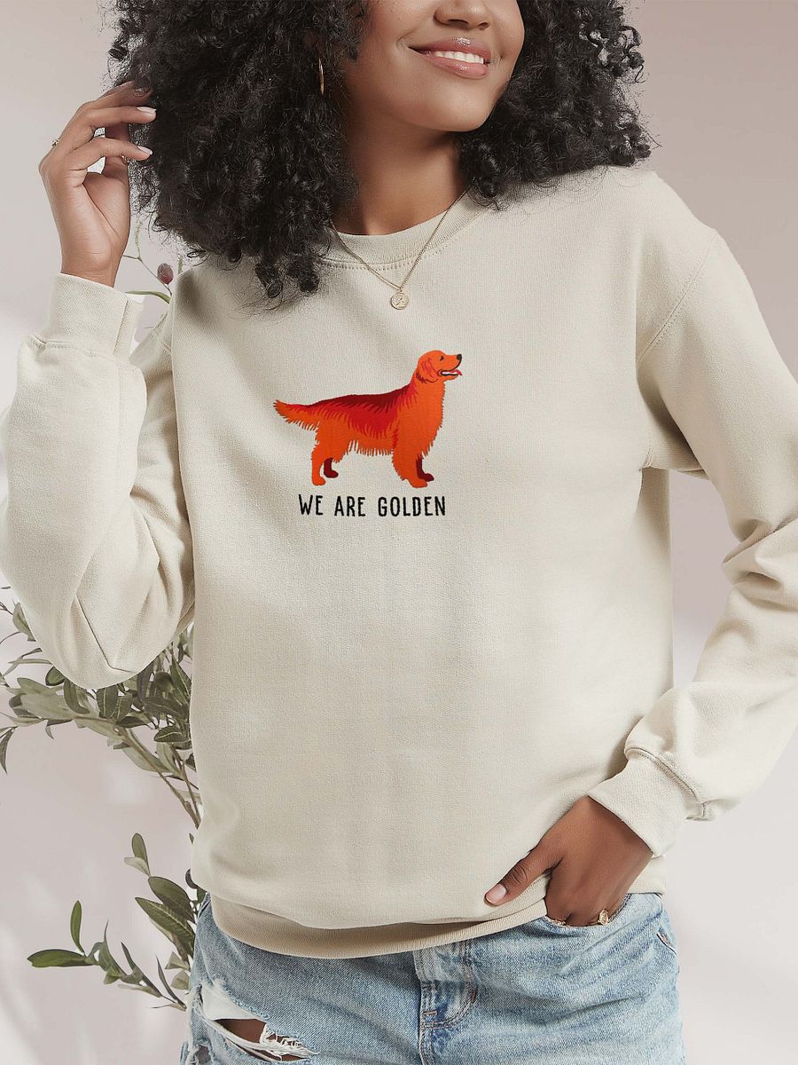 We Are Golden Sweatshirt (Embroidered) of a Golden Retriever(Red) product image (2)