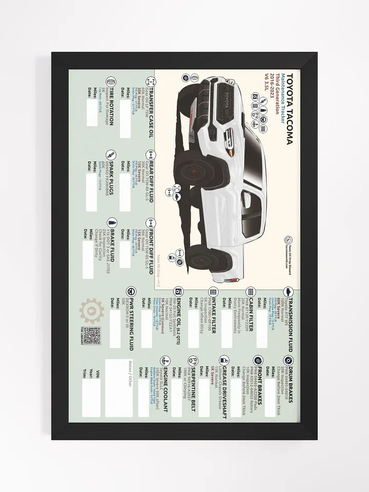 3RD GEN MAINTENANCE TRACKER V1.2 - White (FRAMED) product image (2)