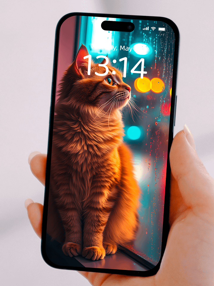 Minimalist Business Style: Cat and Raindrop Phone Wallpapers, 4K HD, Bring Simplicity and Warmth to Your Phone Screen product image (1)