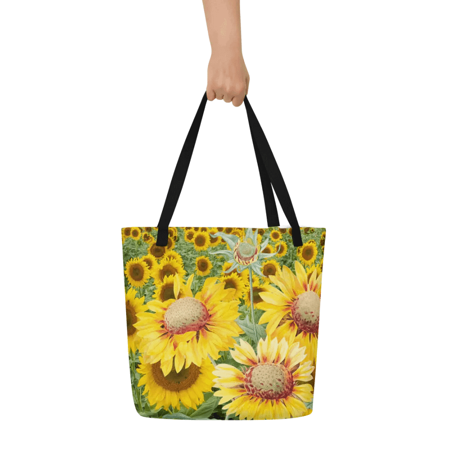 Big printed tote bag with summer yellows in sunflower design product image (6)