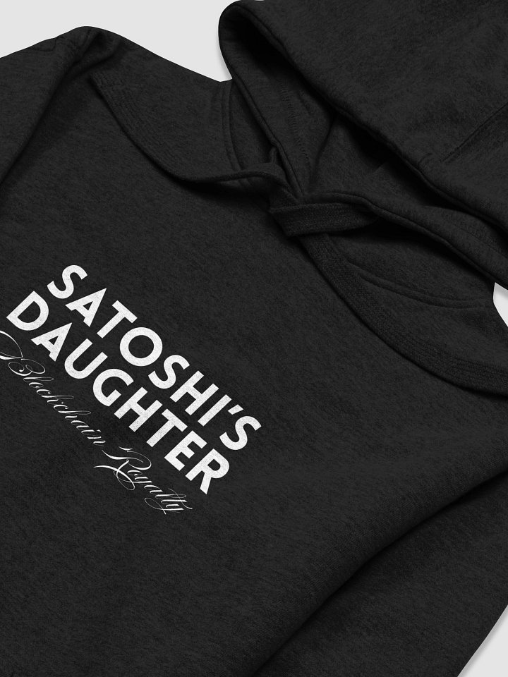 Satoshi’s Daughter – Blockchain Royalty | White Font Hoodie product image (2)