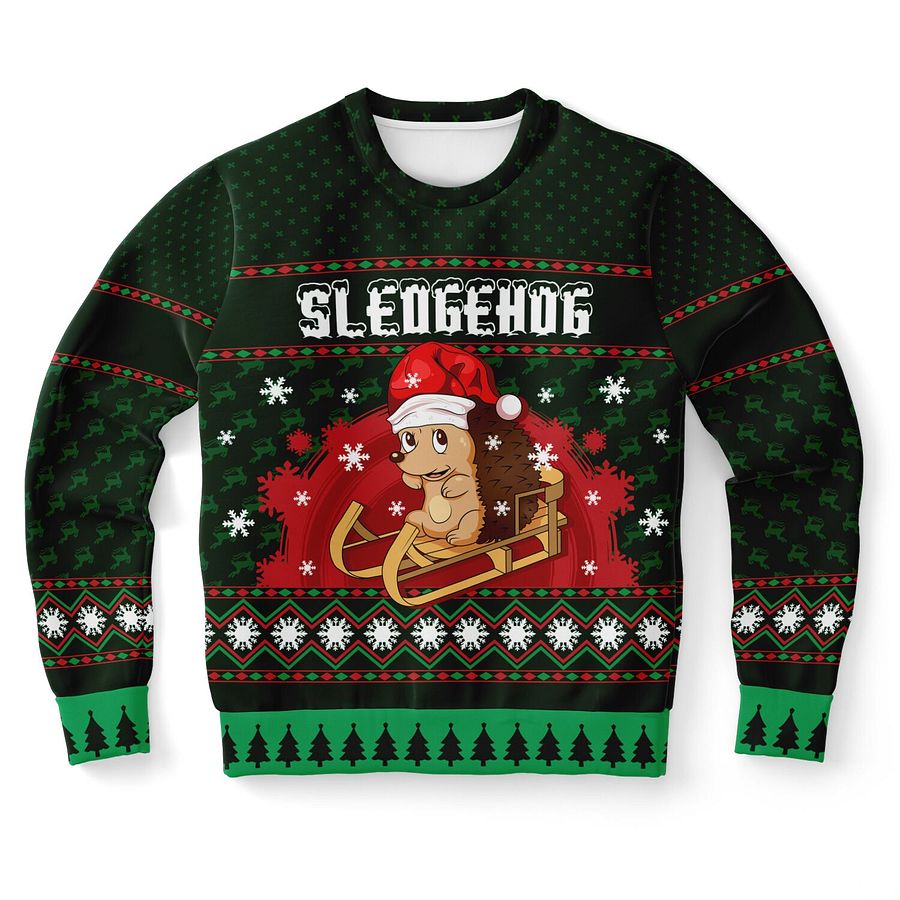Joyful Hedgehog Christmas Sweatshirt – Sledding into Festive Fun product image (9)