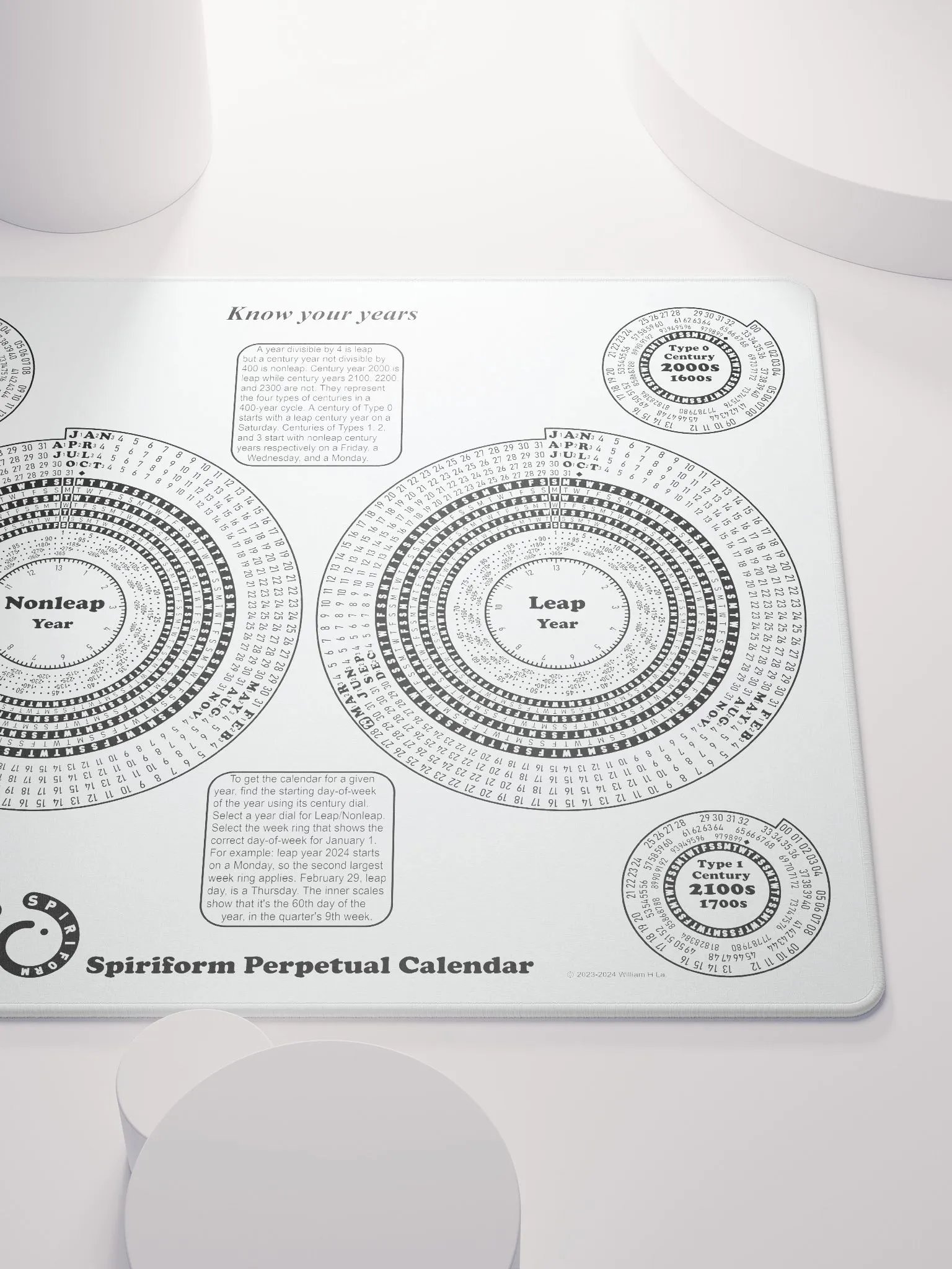 Spiriform Perpetual Calendar Gaming Mousepad 18