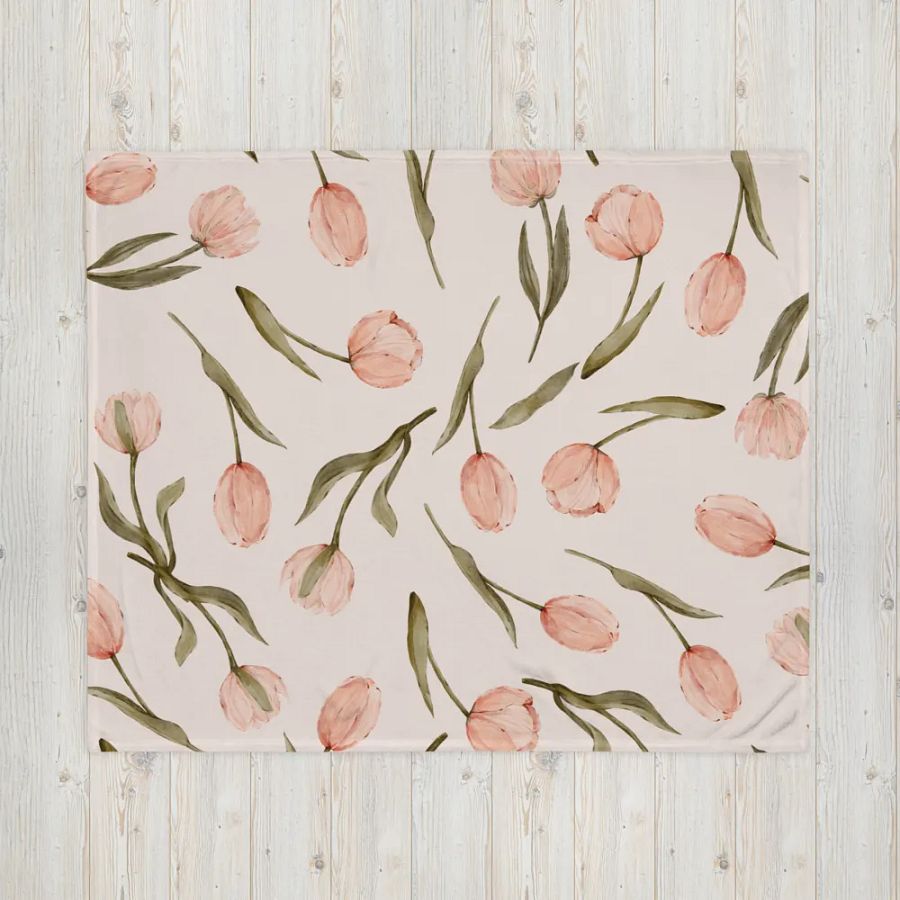 Velvet blanket with pink tulips product image (16)