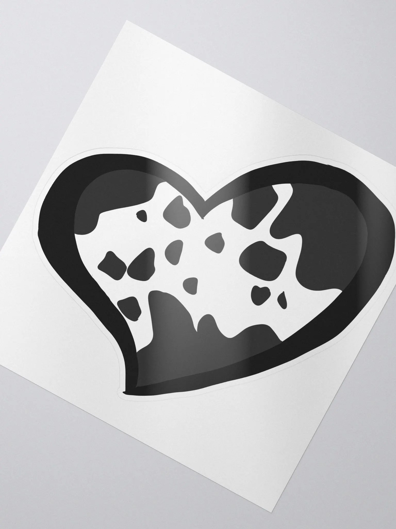 Little Moo Heart Sticker (Black and White) product image (2)