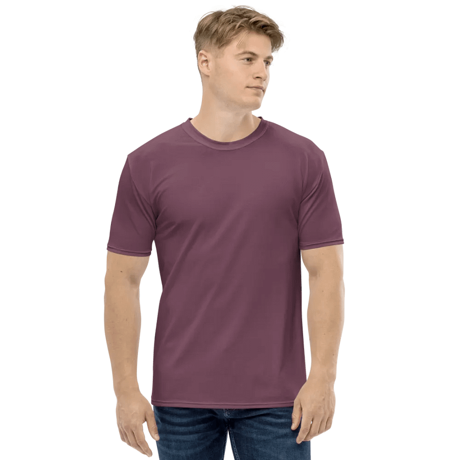 Plain Deep Purplish Red Soft Summer Men's Crewneck Polyester Heavyweight Premium T-Shirt by Treasure Pie product image (4)