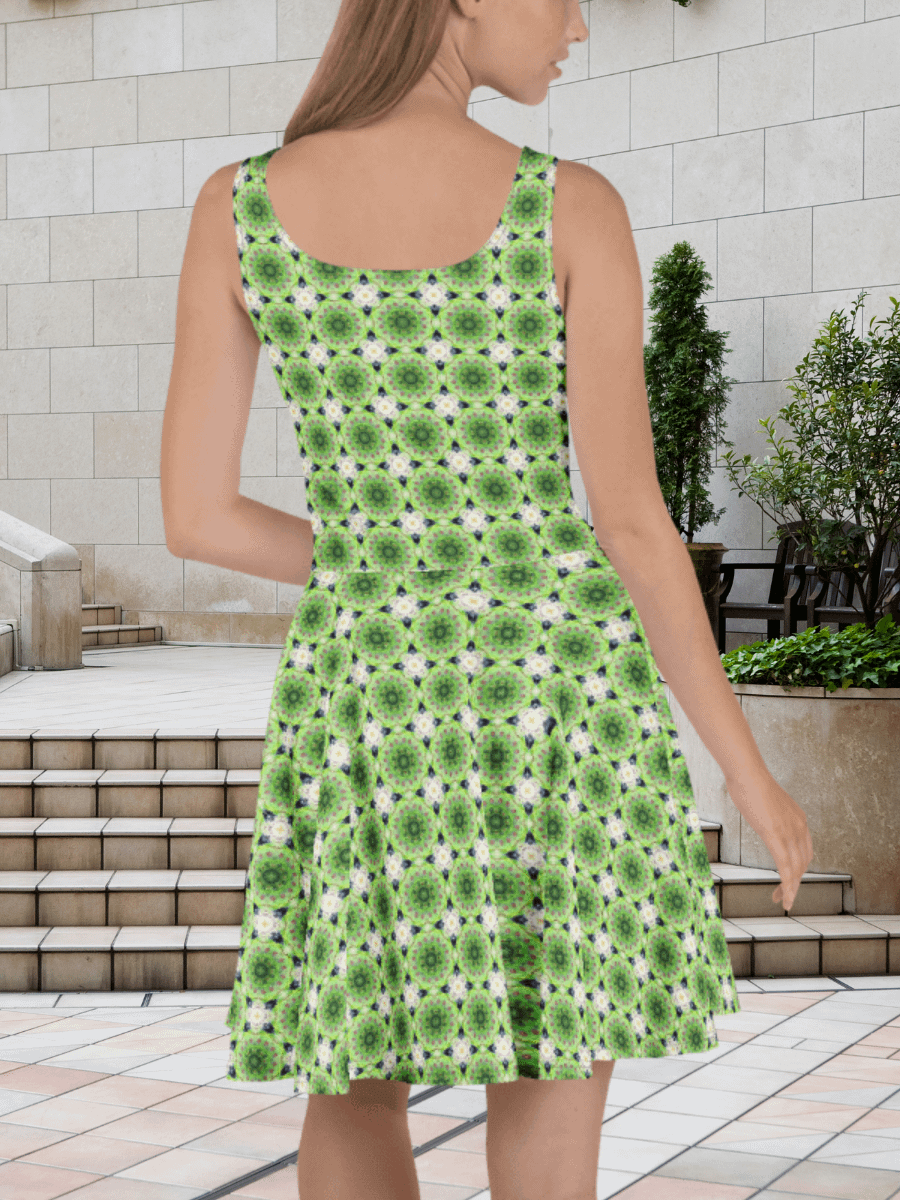 Vibrant Green Pattern Skater Dress product image (2)
