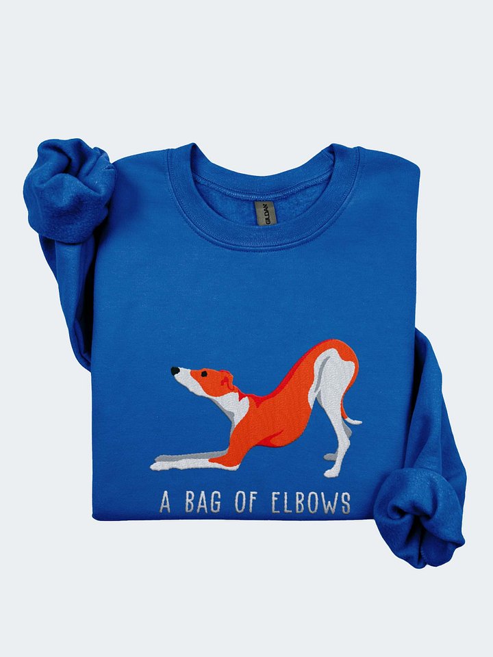 A Bag of Elbows Sweatshirt (Embroidered) of an Italian Greyhound(Red & White) product image (1)