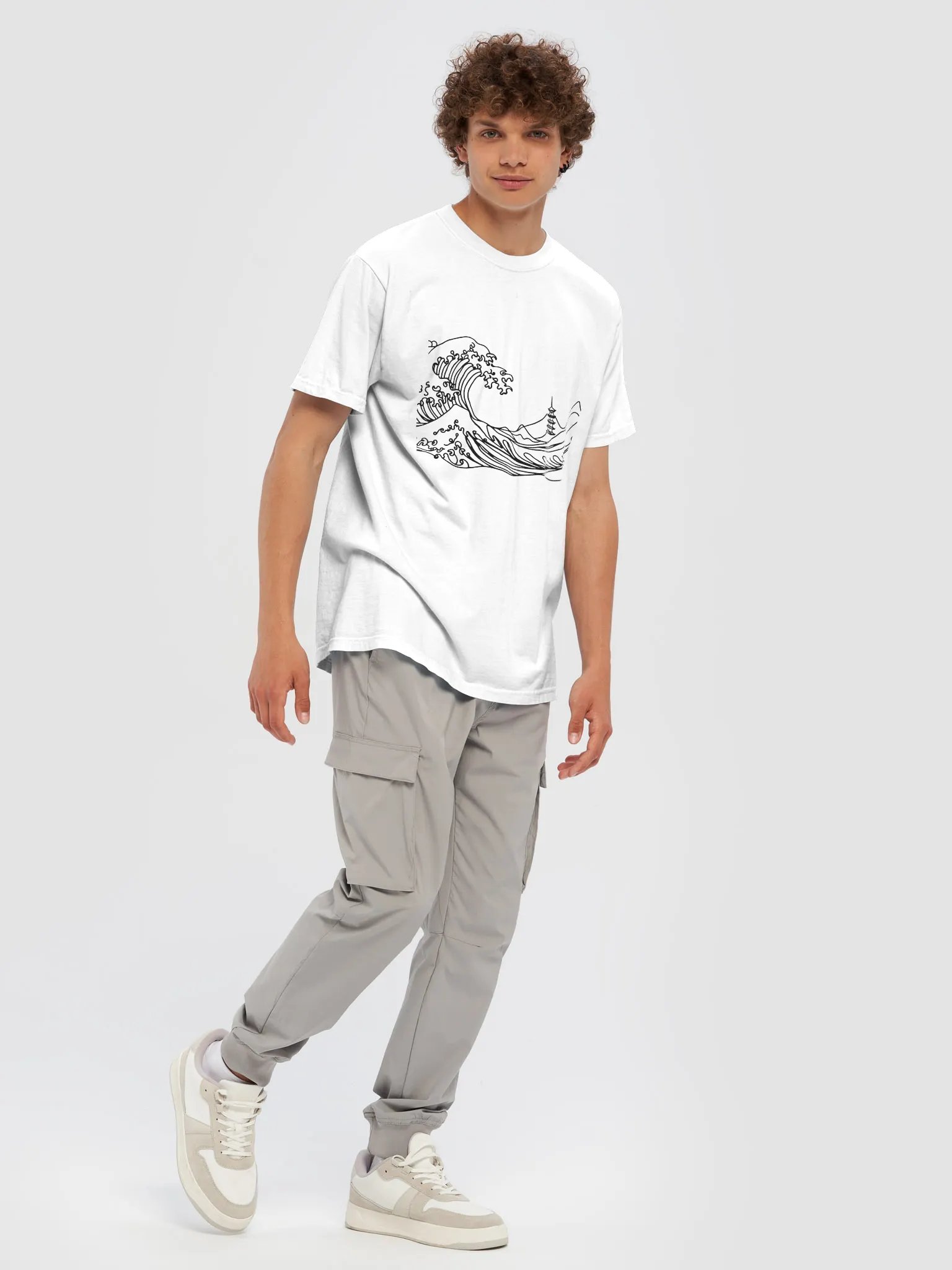 Kanagawa Waves Line Art design T-Shirt product image (33)
